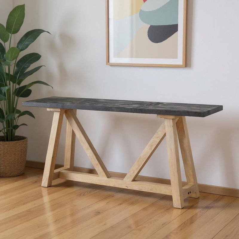 70" Solid Wood Trestle Console Table - Brown
