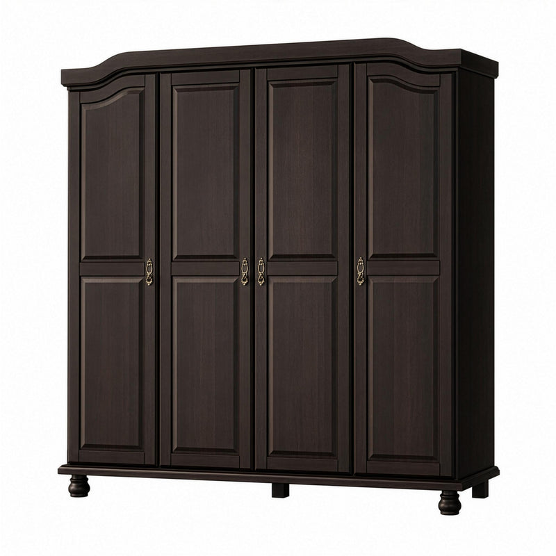 Solid Wood Four Door Combo Dresser - Espresso
