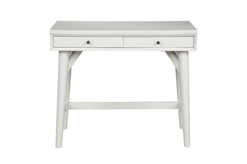 Solid Manufactured Wood Writing Desk With Two Drawers - White