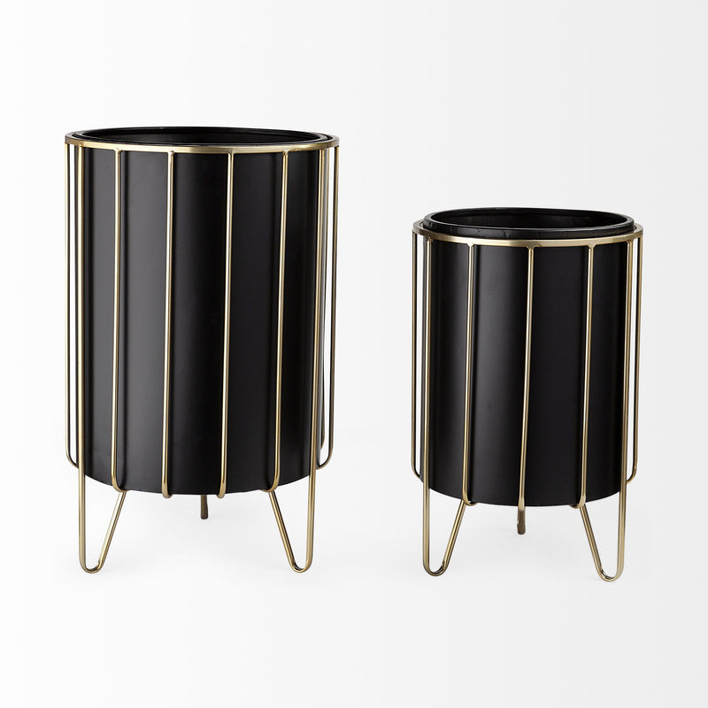 Round Pot Planters (Set of 2) (609410) - Black