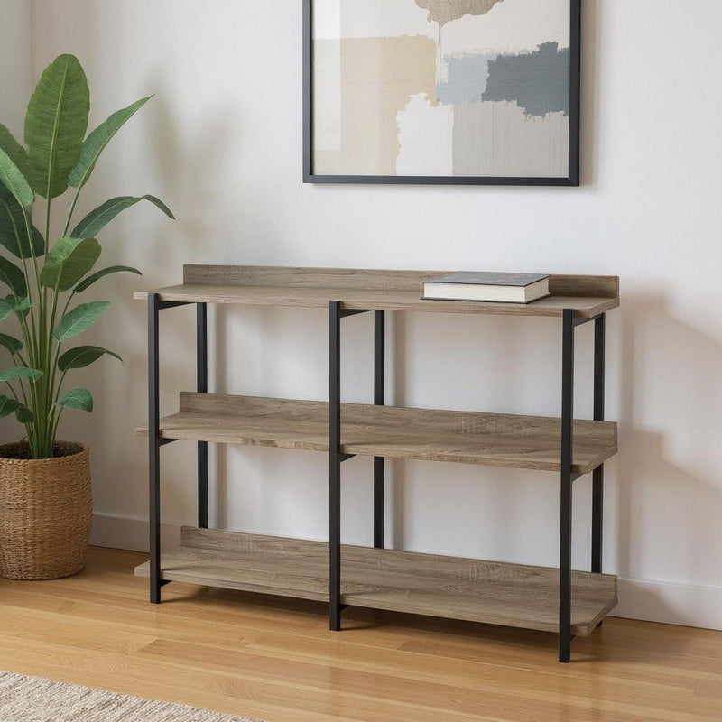 End Table With Three Shelves - Black / Taupe