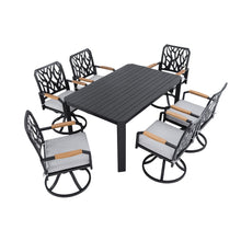 Load image into Gallery viewer, Outdoor Patio Furniture Dining Set With Sunbrella Fabric, Rectangular Table With Umbrella Hole
