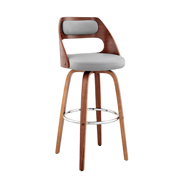Faux Leather Counter Height Swivel Bar Chair - Gray And Brown