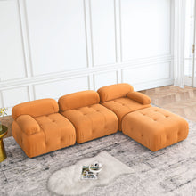 Load image into Gallery viewer, Modular Sectional Sofa, Button Tufted Designed and DIY Combination,L Shaped Couch with Reversible Ottoman, Orange Velvet
