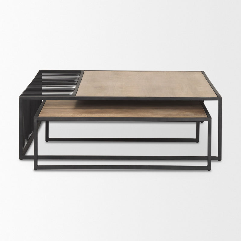 Square Frame Nested Coffee Tables (Set of 2) - Brown / Black