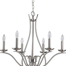 Load image into Gallery viewer, Candle Style Six Light Metal Dimmable Chandelier - Nickel
