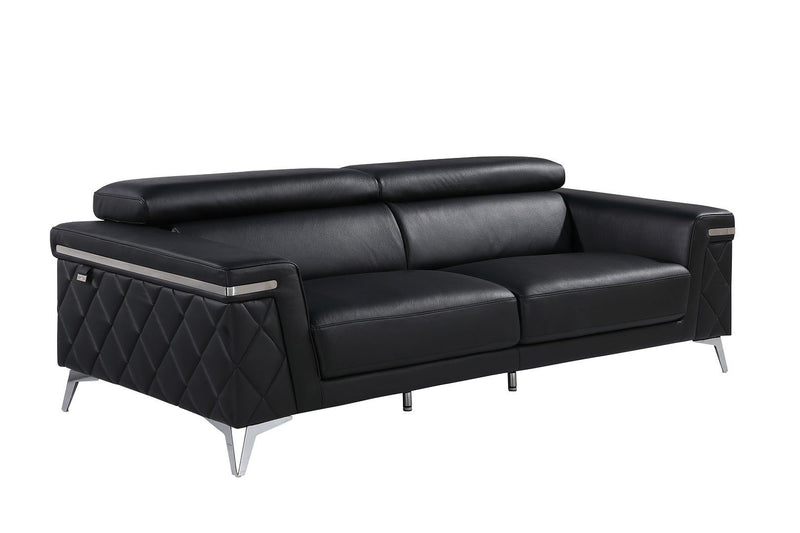 Italian Leather Sofa (720449) - Black