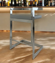Load image into Gallery viewer, Faux Leather And Metal Low Back Counter Height Bar Chair - Gray And Silver
