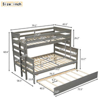 Load image into Gallery viewer, Wood Twin over Full Bunk Bed with Twin Size Trundle, Gray
