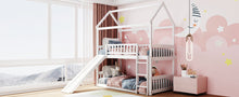 Load image into Gallery viewer, Twin Over Twin Bunk Bed with Slide, House Bed with Slide, White(OLD SKU: LT000213AAK)
