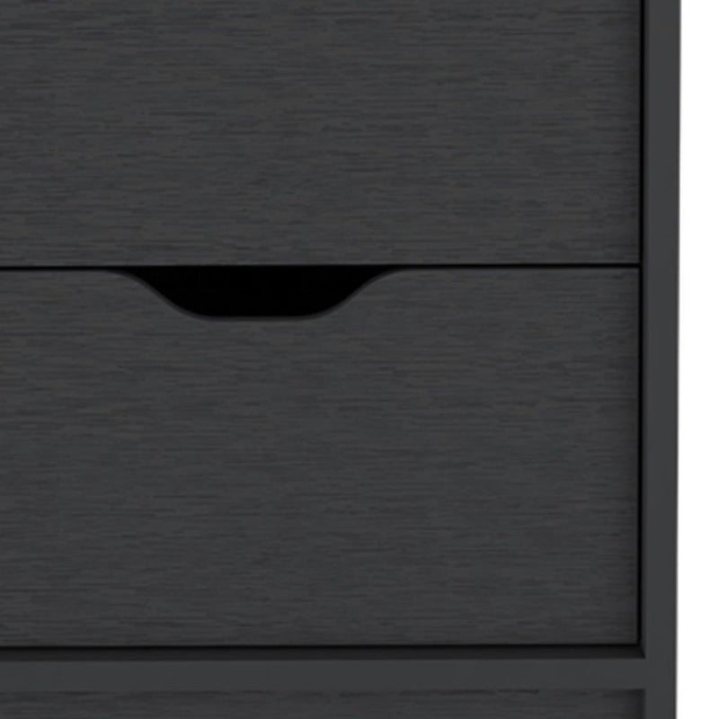 16.1" x 14.3" x 18.9" Two Drawer Faux Wood Nightstand - Black