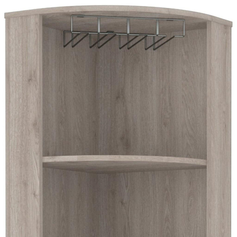Wood Corner Bar Cabinet With Two Doors - Light Gray