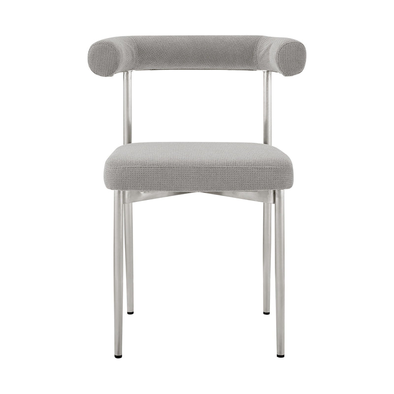 Contemporary Upholstered Polyester Open Back Dining Side Chairs (Set of 2) - Gray