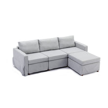 Load image into Gallery viewer, 3 Seat Module Sectional Sofa Couch With 1 Ottoman,Seat Cushion and Back Cushion Removable and Washable,Light Grey
