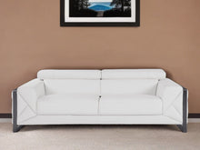 Load image into Gallery viewer, Italian Leather Sofa With Silver - White
