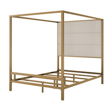 Load image into Gallery viewer, Modern Canopy Bed With Tall Upholstered Headboard
