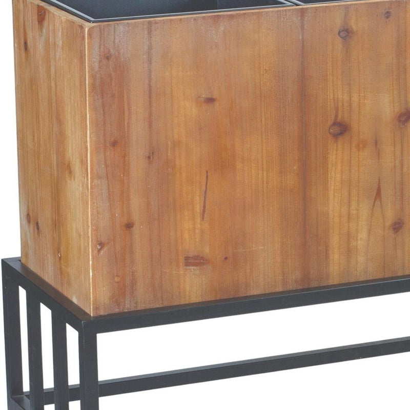 Metal 444" Ounce Rectangular Elevated Planter - Black And Natural
