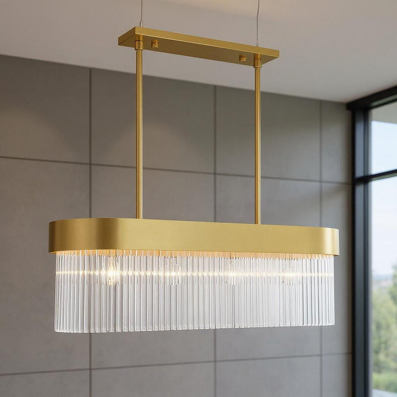 19" Four Light Dimmable Chandelier With Shades - Gold