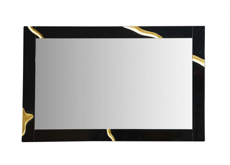 Wood Framed Dresser Mirror - Black And Gold