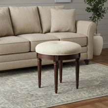 Load image into Gallery viewer, Linen And Dark Brown Ottoman - Off White
