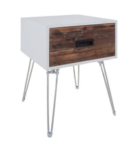 Load image into Gallery viewer, 23" Wood And Metal Square End Table With Drawer - White

