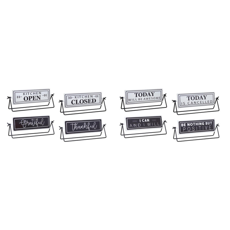 Iron Tabletop Sign (Set of 4) - Black And White