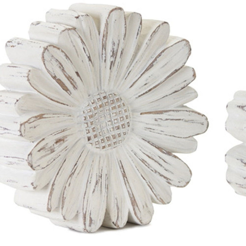 Carved Flowers Tabletop Sculpture (Set of 3) - White