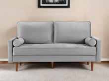 Load image into Gallery viewer, Velvet Sofa And Toss Pillows With Dark Brown Legs - Gray
