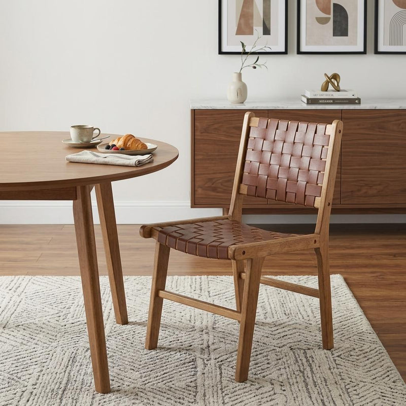 Leather Dining Side Chairs (Set of 2) - Brown