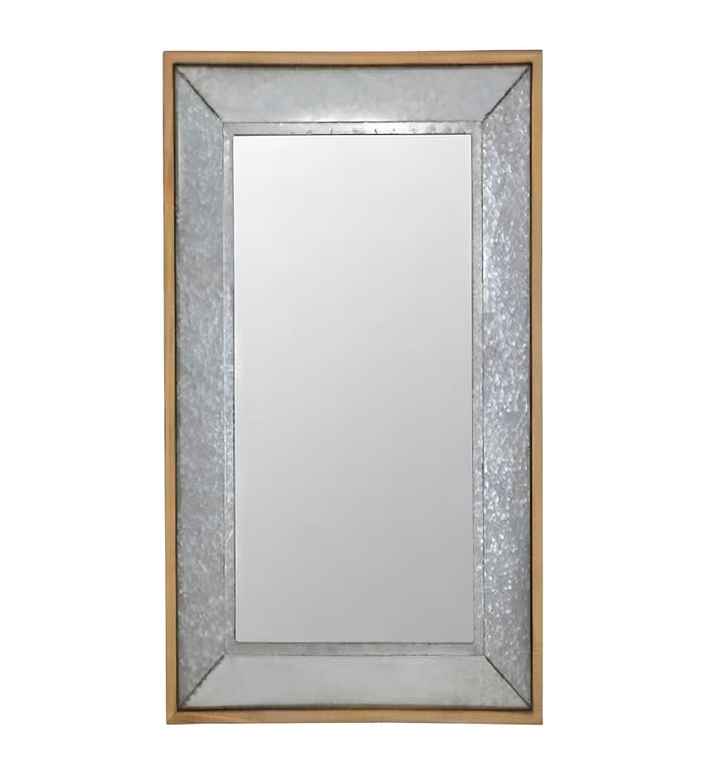 84" Metal And Wood Framed Leaning Accent Mirror - Gray / Brown