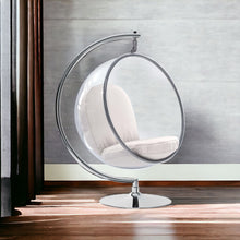 Load image into Gallery viewer, 42" Acrylic And Faux Leather Balloon Chair - White And Silver
