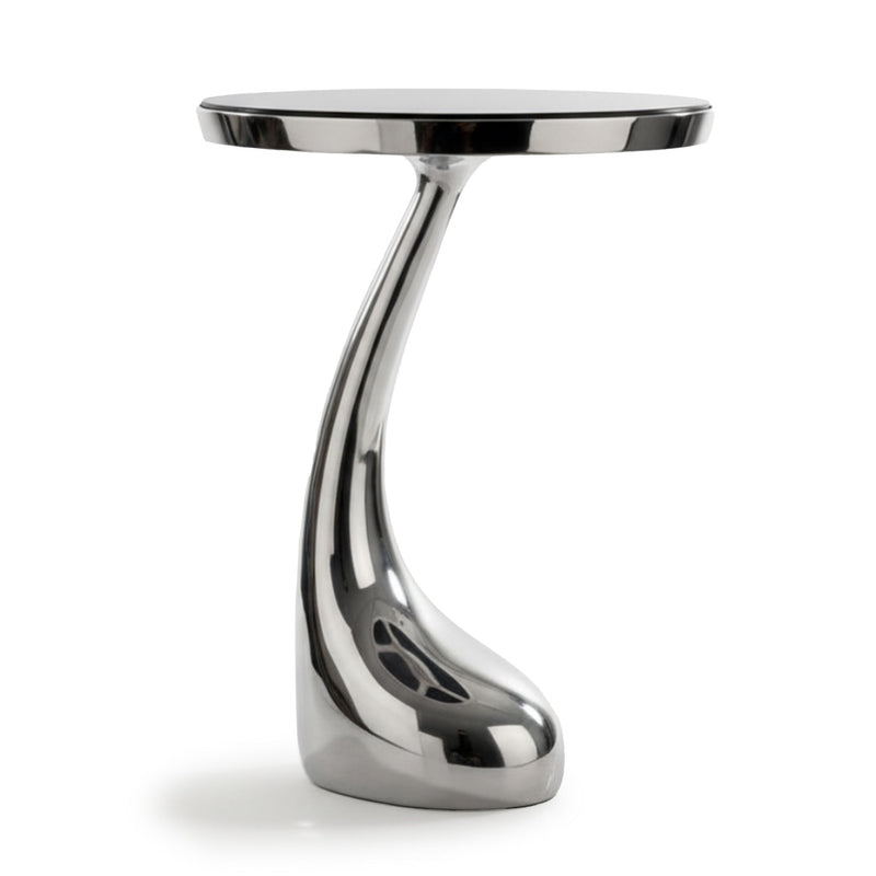 Granite Round Abstract End Table - Silver