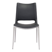 Load image into Gallery viewer, Upholstered Faux Leather Open Back Dining Side Chairs (Set of 2) - Black / Silver
