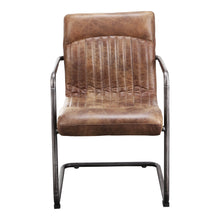 Load image into Gallery viewer, Leather Iron Dining Arm Chairs (Set of 2) - Brown / Silver
