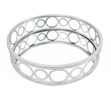 Load image into Gallery viewer, 14" Round Geometric Vanity Tray - Silver

