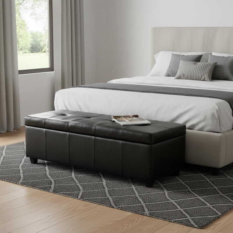 48" Upholstery Storage Ottoman - Dark Brown / Black