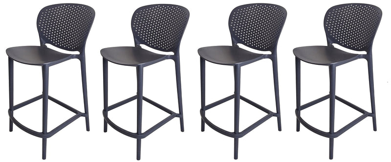 30" Contemporary Heavy Duty Plastic Low Back Bar Height Bar Chairs (Set of 4) - Dark Gray