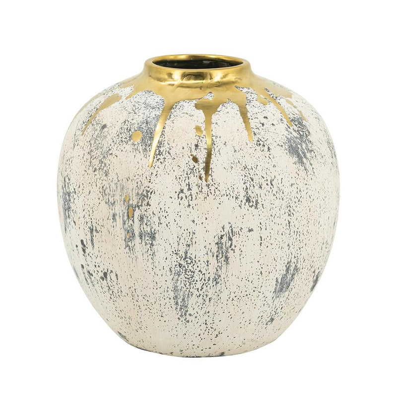 Abstract Round Table Vase - Ivory / Gray / Ivory
