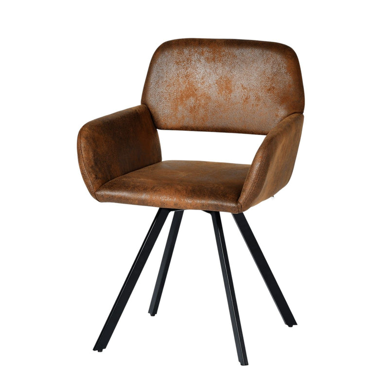 Faux Suede Steel Dining Arm Chairs (Set of 2) - Espresso / Black