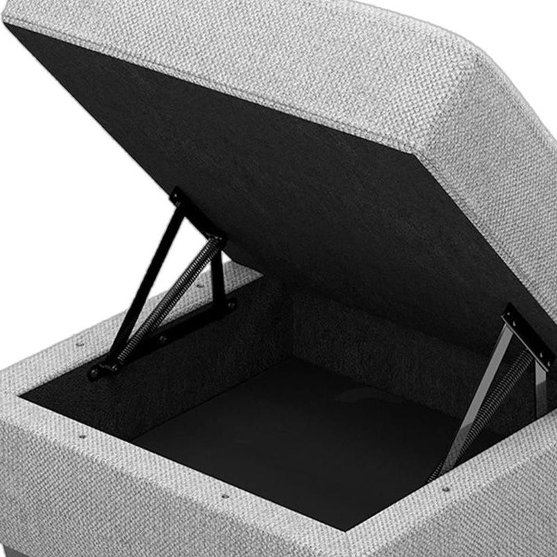 Tufted Storage Ottoman - Light Gray / Black