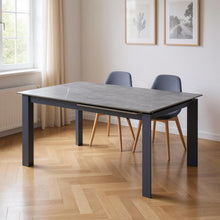 Load image into Gallery viewer, 55" Ceramic And Metal Self-Storing Leaf Extendable Dining Table - Gray
