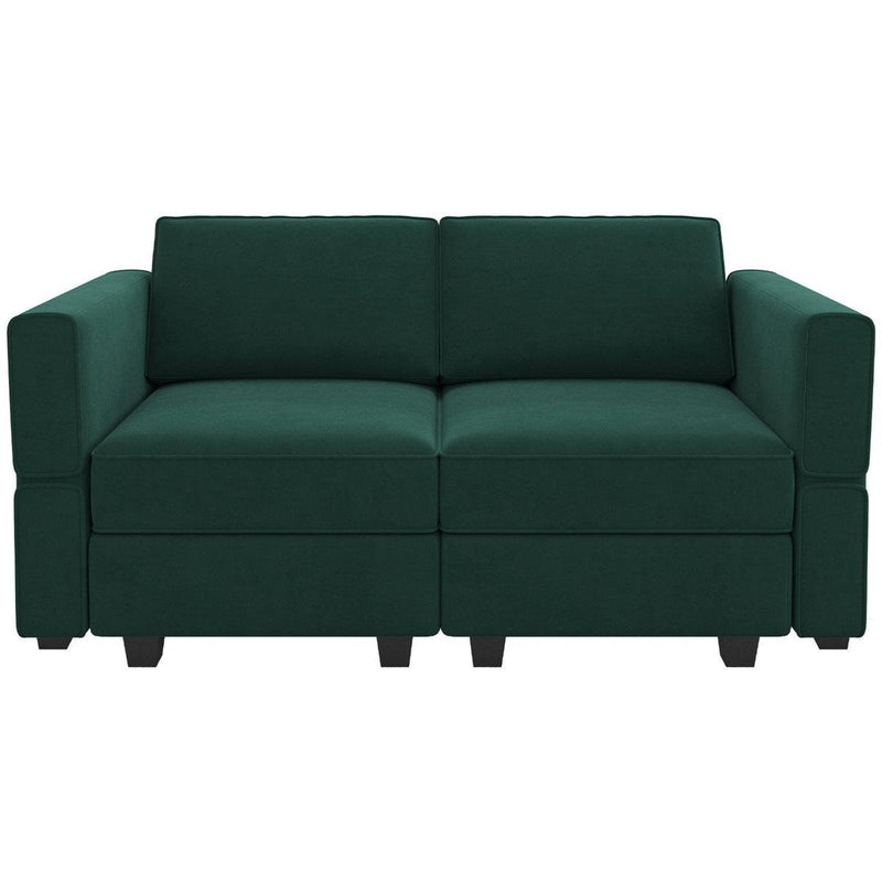 Velvet Modular Loveseat With Storage - Green And Black