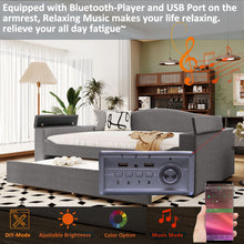 Load image into Gallery viewer, Upholstered Daybed With Storage Armrests, Trundle And Latest Integrated tooth Audio System
