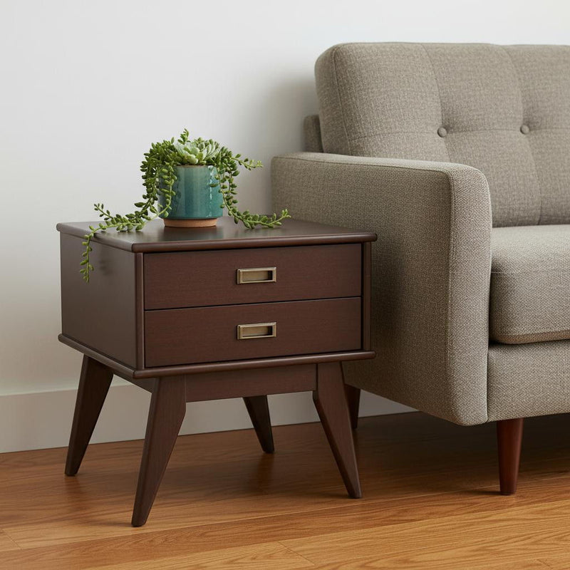 Wood End Table - Dark Brown