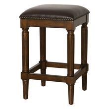 Load image into Gallery viewer, Solid Wood Backless Counter Height Bar Chair - Brown And Dark Brown
