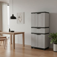 Load image into Gallery viewer, 57" Heavy Duty Plastic Four Door Utility Cabinet - Black / Gray
