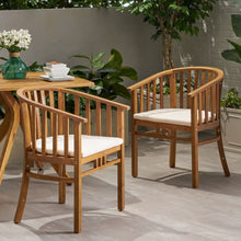 Load image into Gallery viewer, Outdoor Wooden Dining Chairs With Cushions (Set of 2)
