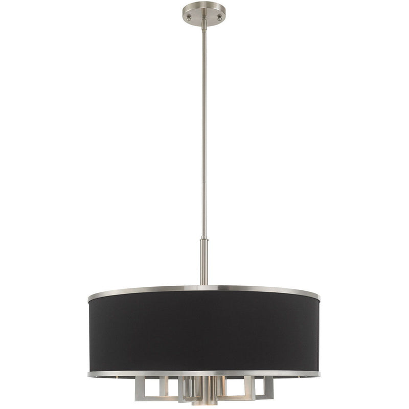 20'' Seven-Light Dimmable Chandelier With Shades - Nickel