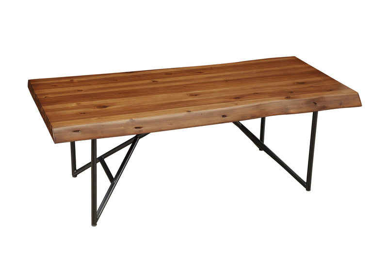 50" Solid Wood And Metal Coffee Table - Brown And Black