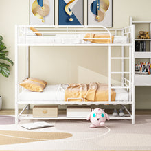 Load image into Gallery viewer, Full Over Full Metal Bunk Bed with Shelf and Guardrails, White
